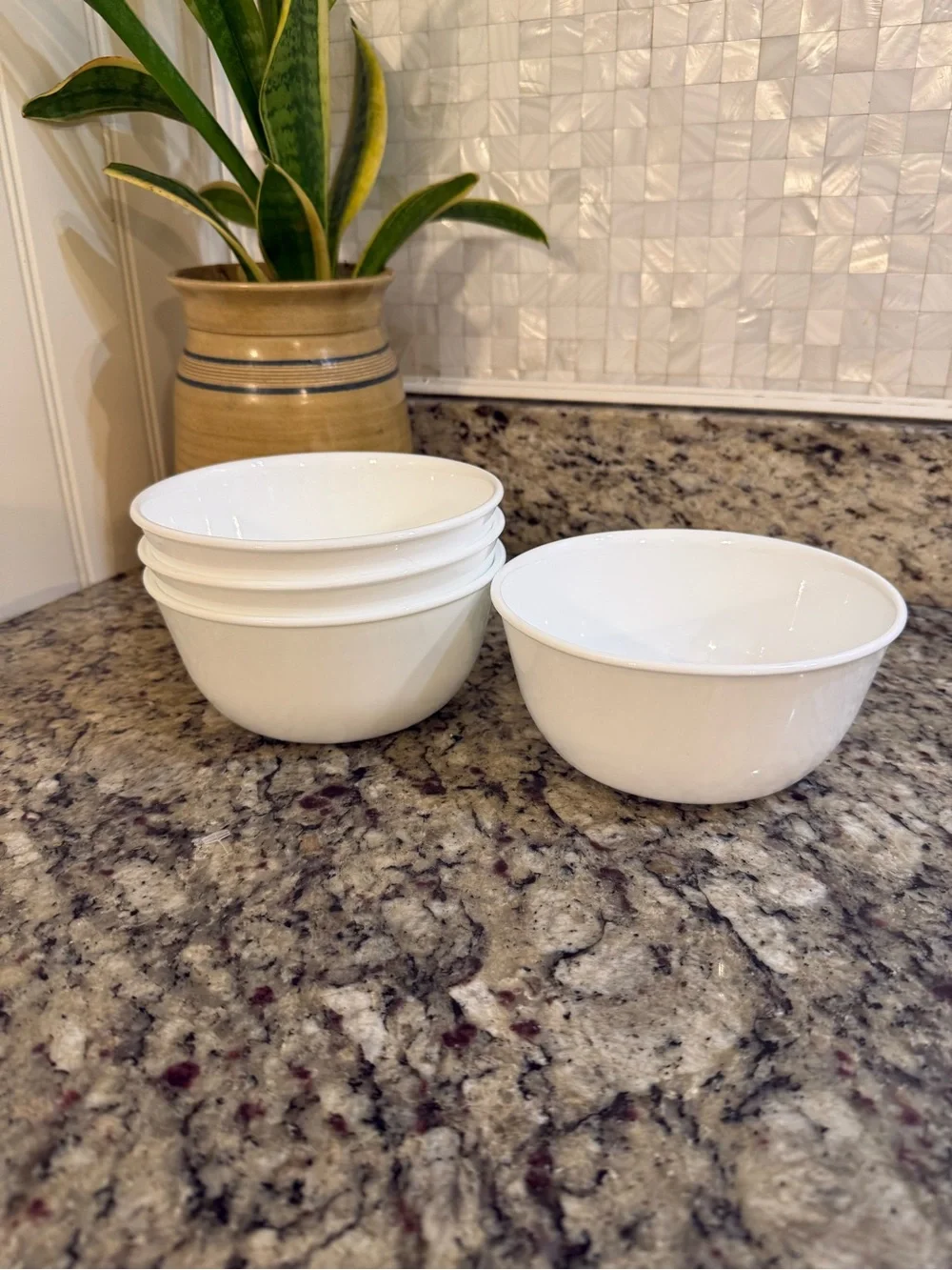 Corelle Winter Frost White Plain White Soup Cereal Bowls Deep 6-1/4” Set of 4